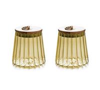 Soulnioi 2PCS Amber Glass Jars with Bamboo Lids Food Storage Containers Decorative Food Storage Airtight Jar for Tea Coffee Sugar (Taper), X028111K2T2