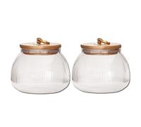 soulnioi 2pcs Glass Jar with Lid Glass Containers With Bamboo Lids Coffee Storage Airtight Canister Petal Decorative Container Tea & Coffee Bean Sealer 550ML