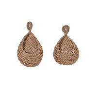 Soulnioi 2pcs Hanging Fruit Basket(M+L), Boho Jute Hanging Basket Vegetable Fruit Storage Organiser, Hanging Wall Basket for Home/Kitchen