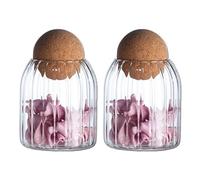 Soulnioi 2PCS Petal Glass Jar Sealed Tea Jar Food Grade Large Capacity Sugar Jar Striped Storage Jar Round Glass Jar (Stripe 500ml)