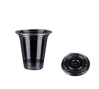 soulnioi 350ml Plastic Smoothie Cups with Flat Lids, Strong Clear Plastic Cups for Milkshakes, Smoothies, Iced Coffee, Slusly and Bubble Tea (50pcs)