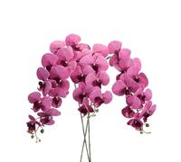 Soulnioi 3PCS Artificial Orchid Flowers, 9 Heads per Stem Faux Phalaenopsis Orchids, 39" Long Stems for Wedding Arch, Centrepieces and Room Display - Dark Pink