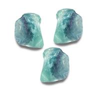 soulnioi 3pcs Blue Green Fluorite Natural Rough Mineral Stone Irregular Shaped Stones for Meditation Home Desk Office Decoration