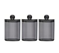 soulnioi 3Pcs Qtip Holder Cotton Pad Holder with Lid, Transparent Acrylic Cotton Swab Dispenser Round Qtip Container for Cotton Swabs,Cotton Balls,Cosmetic Pads -Black