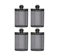 soulnioi 4Pcs Qtip Holder Cotton Pad Holder with Lid, Transparent Acrylic Cotton Swab Dispenser Round Qtip Container for Cotton Swabs,Cotton Balls,Cosmetic Pads -Black