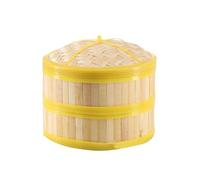 Soulnioi 5Inch Bamboo Steamer, Traditional Design Chinese Steamer, Two Tiers with Lid and Rubber Ring, Suitable for Dim Sum and Vegetables, Steaming Small Dumplings