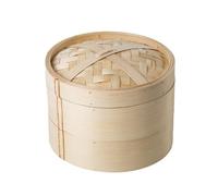 Soulnioi Bamboo Steamer 22CM, Two-Tier Food Steamer Basket/Dim Sum Steamer, Includes Bamboo Lid and 2 x Bamboo Baskets, Great for Asian Cooking, Buns, Dumplings, Vegetables, Fish