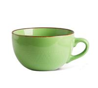 soulnioi Ceramic Cereal Soup Cup, 700ML Coffee Mug Tea Mug, Microwave Breakfast Bowls Salad Bowls with Handle, Cappuccino Coffee Cups - Green
