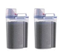 soulnioi Cereal Storage Containers, 2Pcs Rice Storage Container Airtight Dry Food Storage Tank with Measuring Cup Plastic Kitchen Cereal Dispenser or Flour, Pet Food, Sugar Storage - 2L