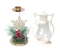 Soulnioi Christmas Candle Stand Set-Iron Candlestick Christmas Golden Wrought Window Table Dec Christmas Candlelight Stand+Decorative Candle Lantern Hallway Balcony Living Room Decorative