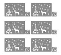 Soulnioi Christmas Placemat and Coasters Set of 6, PVC Christmas Table Mats and Coasters Cutlery Set Heat Resistant Waterproof Place Mats Cup Mats for Dining Table Decor - Grey Reindeer