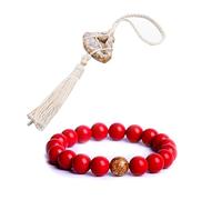 Soulnioi Cinnabar with Gold Foil Beads Bracelet 8MM Feng Shui Wealth Bracelets Bring Luck Prosperity, Natural Crystal Pendant White Agate Holder Hole Net Pocket Tassel Pendant