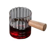 soulnioi Coffee Shot Glasses Measuring Cup with Wood Handle, Borosilicate Glass with Scale, Milk Espresso Shot Glasses (90ML-C3)