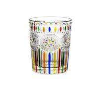 Soulnioi Colorful Drinking Glasses Hand Painted Colored Water Glasses, Whiskey Tumbler for Rum, Bourbon, Scotch, Water, Drinks (F)