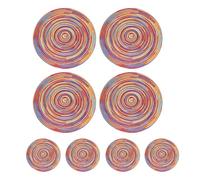Soulnioi Cotton Place Mat and Coasters, Woven Round Placemats, 38cm Heat Resistant Table Mats Washable Plate Mats 11cm Coasters for Kitchen, Dining Table Decor, Set of 4 - Rainbow Red