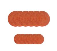 Soulnioi Cotton Place Mats and Coasters, Round Table Placemats, 30cm Heat Resistant Washable, 11cm Coasters - Set of 6 - Orange