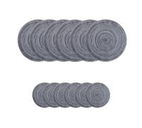 Soulnioi Cotton Place Mats and Coasters, Round Table Placemats, 30cm Heat Resistant Washable Mats 11cm Coasters for Kitchen, Dining Table, Set of 6 - Grey