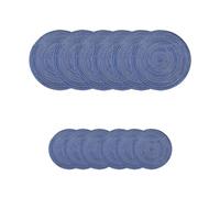Soulnioi Cotton Place Mats and Coasters, Round Table Placemats, 30cm Heat Resistant Washable Mats 11cm Coasters for Kitchen, Dining Table, Set of 6 - Blue