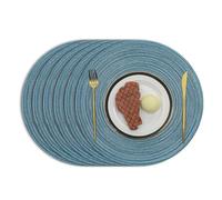 Soulnioi Cotton Place Mats Round Table Placemats 38cm Heat Resistant Washable Table Mats for Kitchen, Dining Table, Set of 6 - Denim Blue