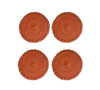 Soulnioi Cotton Place Mats Woven Round Table Placemats 38cm Heat Resistant Washable Table Mats for Kitchen, Dining Table, Set of 4 - Orange