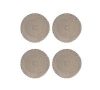 Soulnioi Cotton Place Mats Woven Round Table Placemats 38cm Heat Resistant Washable Table Mats for Kitchen, Dining Table, Set of 4 - Light Coffee