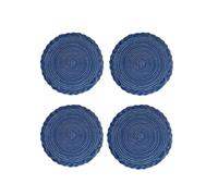 Soulnioi Cotton Place Mats Woven Round Table Placemats 38cm Heat Resistant Washable Table Mats for Kitchen, Dining Table, Set of 4 - Blue
