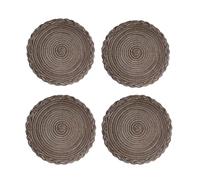 Soulnioi Cotton Place Mats Woven Round Table Placemats 38cm Heat Resistant Washable Table Mats for Kitchen, Dining Table, Set of 4 - Dark Grey