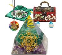 Soulnioi Crystals and Healing Stones for Positive Energy, Natural Healing Crystal Set, Orgone Pyramid Chakra Crystal Set with Gift Wooden Box for Reiki Meditation Yoga Home Decor Chakra Balancing