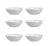 Soulnioi Dipping Bowls Set, Ceramic Sauce Dishes Mini Side Dish Bowls White Irregular Spice Bowl Dessert Bowls Seasoning Dishes Snack Bowls for Sushi Soy Snack Dessert Appetizer - 6Pcs/3 Inch