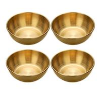 soulnioi Dipping Bowls, Stainless Steel Sauce Dishes, Mini Round Seasoning Dishes, Sushi Soy Snack Bowls for Home Restaurant, Pack of 4-8.2cm Diameter/Gold
