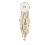 Soulnioi Dream Catcher,Weaving Leaf Tassel Dreamcatcher,Double Circle Tassel Dreamcatcher,Macrame Wall Hanging,for Bedroom Dream Catcher for Girls,for Wedding//Birthday Decoration Beige