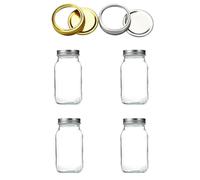 soulnioi Food Storage Glass Jars with Replaceable Lids Mason Jars with Lids Wide Mouth Glass Jars 4Pcs/500ml for Canning Jam Honey Yogurt Pickle With Split Lid