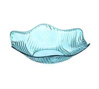 soulnioi Fruit Plate, Crystal Serving Bowl Platter, Clear Salad Bowl, Snack Dessert Plate, Flower Shape Wave Edged Plate, Wedding Candy Plate, Decorative Tray for Home Office - Cyan