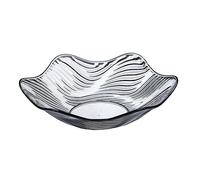Soulnioi Fruit Plate, Crystal Serving Bowl Platter, Clear Salad Bowl, Snack Dessert Plate, Flower Shape Wave Edged Plate, Wedding Candy Plate, Decorative Tray for Home Office - Gray