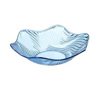 soulnioi Fruit Plate, Crystal Serving Bowl Platter, Clear Salad Bowl, Snack Dessert Plate, Flower Shape Wave Edged Plate, Wedding Candy Plate, Decorative Tray for Home Office - Blue