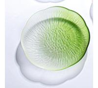soulnioi Fruit Plate Glass Crystal Dessert Plate Serving Plate Multipurpose Tray Gradient Flower Dinner Plate Snack Candy Decorative Plate for Home Wedding Party 16.5cm - Green
