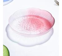 soulnioi Fruit Plate Glass Crystal Dessert Plate Serving Plate Multipurpose Tray Gradient Flower Dinner Plate Snack Candy Decorative Plate for Home Wedding Party 16.5cm - Pink