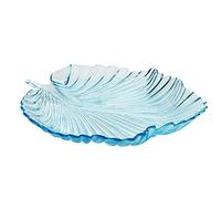 soulnioi Fruit Plate Snack Dessert Plate Glass Crystal Plate Clear Serving Plate Multipurpose Tray Leaf Shaped Dinner Plate Wedding Candy Plate Decorative Plate for Home Office Party 27cm-Blue