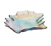 soulnioi Fruit Plate Snack Dessert Plate Glass Crystal Plate Clear Serving Plate Multipurpose Tray Leaf Shaped Dinner Plate Wedding Candy Plate Decorative Plate for Home Office Party 21cm-Colorful