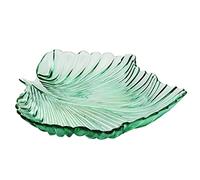 soulnioi Fruit Plate Snack Dessert Plate Glass Crystal Salad Plate Clear Serving Plate Multipurpose Tray Leaf Shaped Dinner Plate Wedding Candy Plate Decorative Plate for Home Office Party 22cm-Green