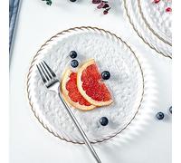 soulnioi Glass Cryctal Fruit Plate, Gold Inlay Snack Dessert Plate, Clear Serving Plate, Decorative Tray for Home Wedding Party - White