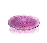 Soulnioi Glass Crystal Fruit Plate, Clear Serving Plate, Gold Inlay Dinner Plate Multipurpose Tray Snack Candy Decorative Plate for Home Wedding Party - Purple