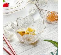 soulnioi Glass Dipping Bowl, Crystal Flower Shape Sauce Dishes, Gold Inlay Mini Snack Dessert Bowls for Home Wedding Party 9.5cm Diameter - White