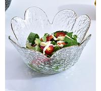 soulnioi Glass Dipping Bowl, Crystal Flower Shape Sauce Dishes, Gold Inlay Mini Snack Dessert Bowls for Home Wedding Party 11.5cm Diameter - White