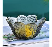 soulnioi Glass Dipping Bowl, Crystal Flower Shape Sauce Dishes, Gold Inlay Mini Snack Dessert Bowls for Home Wedding Party 11.5cm Diameter - Grey