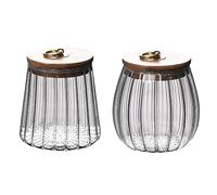soulnioi Glass Jars with Bamboo Lids Glass Containers With Bamboo Lids Coffee Storage Airtight Canister Petal Decorative Container Tea & Coffee Bean Sealer 2PCS