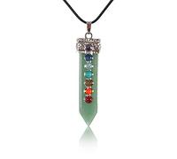 Soulnioi Green Aventurine 7 Chakra Necklace Pendent Gemstone Crystal Point Gemstone Green