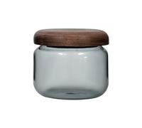 soulnioi Grey Glass Food Storage Jars with Screw Airtight Seal Black Walnut Wood Lids, Organization for Jars Bottles Containers Travel Gear, Sugar, Salt, Coffee,Cookies (300ml)