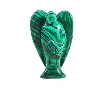 Soulnioi Healing Crystal Carved Stones Crystal Guardian Angel Gem Statue 1.5"/2" Angel Figurine for Meditation/Protection, Home Room Decoration Ornament (2" Malachite)