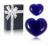 Soulnioi Healing Crystal Dark Blue Cat's Eye Crystal Heart Shape Gemstone Love Pocket Plam Stone Worry Stones Tumbled Stones for Reiki Meditation Therapy Birthday Gift - 2Pcs(3cm & 4.5cm)